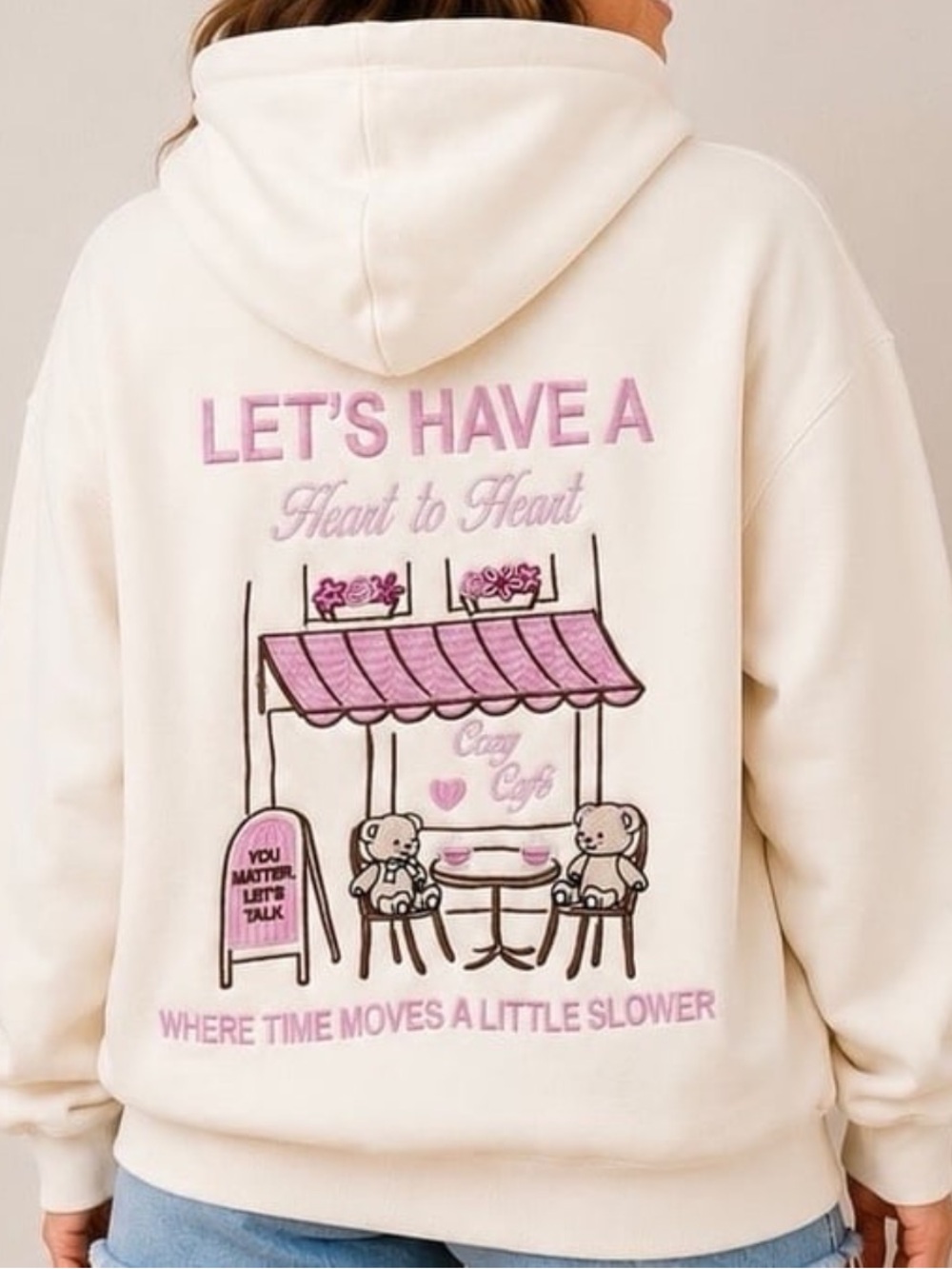 NEW Altar’d State Cozy Cafe Bear Hoodie Sweatshirt Size XS & Small Available NWT